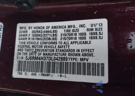 2013 Honda Cr-V Lx z USA, uszkodzony, nr VIN 5J6RM4H37DL042889